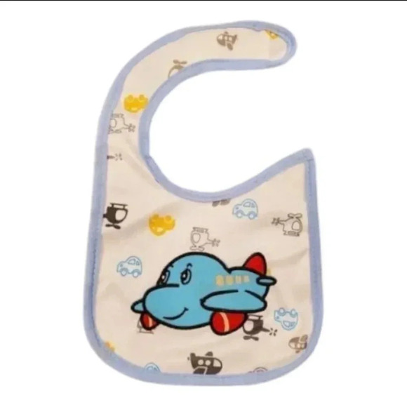 Baby Boy Gift Set Blue Plane Bib, Mittens, Socks Gift Set With Organza Bag - Picture 3 of 6